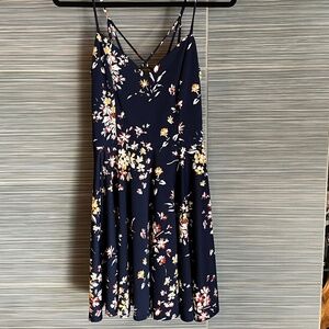 "The General Good" dress, size M, dark blue with flowers